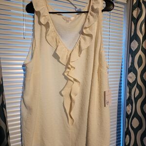 Kohl's Cream Ruffle Blouse
